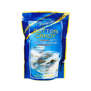 حلوى قطنية ناعمة بنكهة الفانيليا، مغلفة في كيس بسحاب، 350 جرام. حلوى قطنية ناعمة بنكهة الفانيليا، مغلفة في كيس بسحاب، 350 جرام.